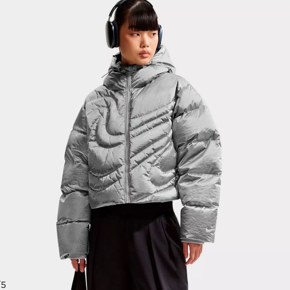 Nike Therma-FIT Nike Oversized Down Puffer Jacket Silver IB2003 095 Size S New